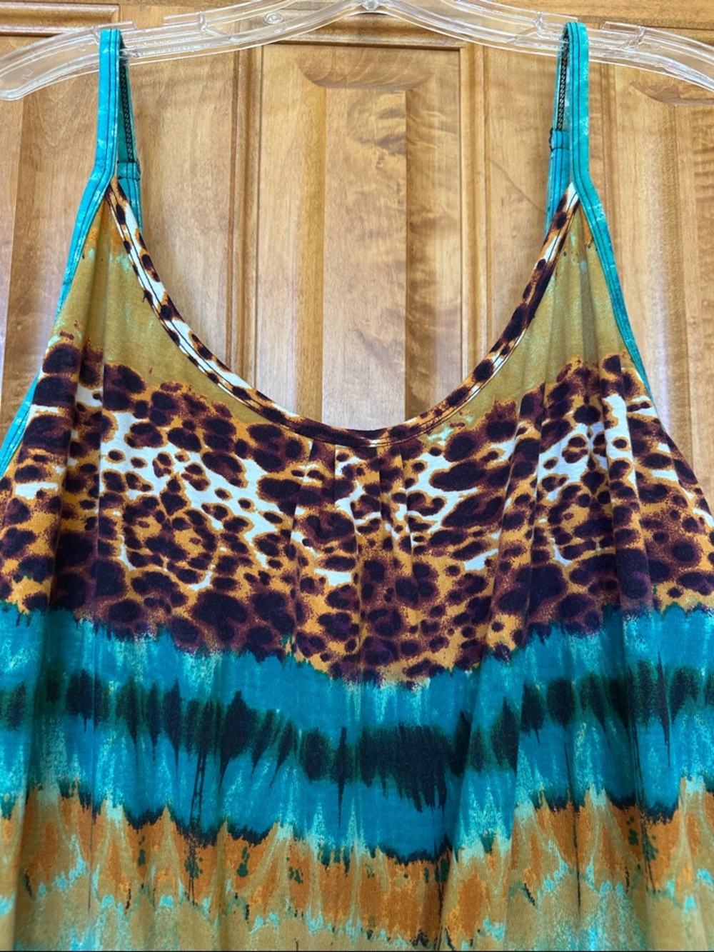 Bisou Bisou Turquoise/Leopard Printed Jumpsuit - Picture 2 of 5